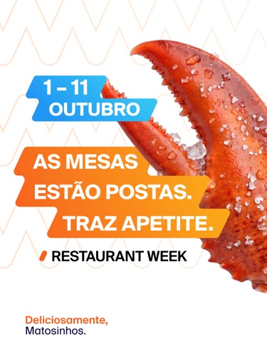 As mesas estão postas. Traz apetite. Restaurant Week, de 1 a 11 de outubro.